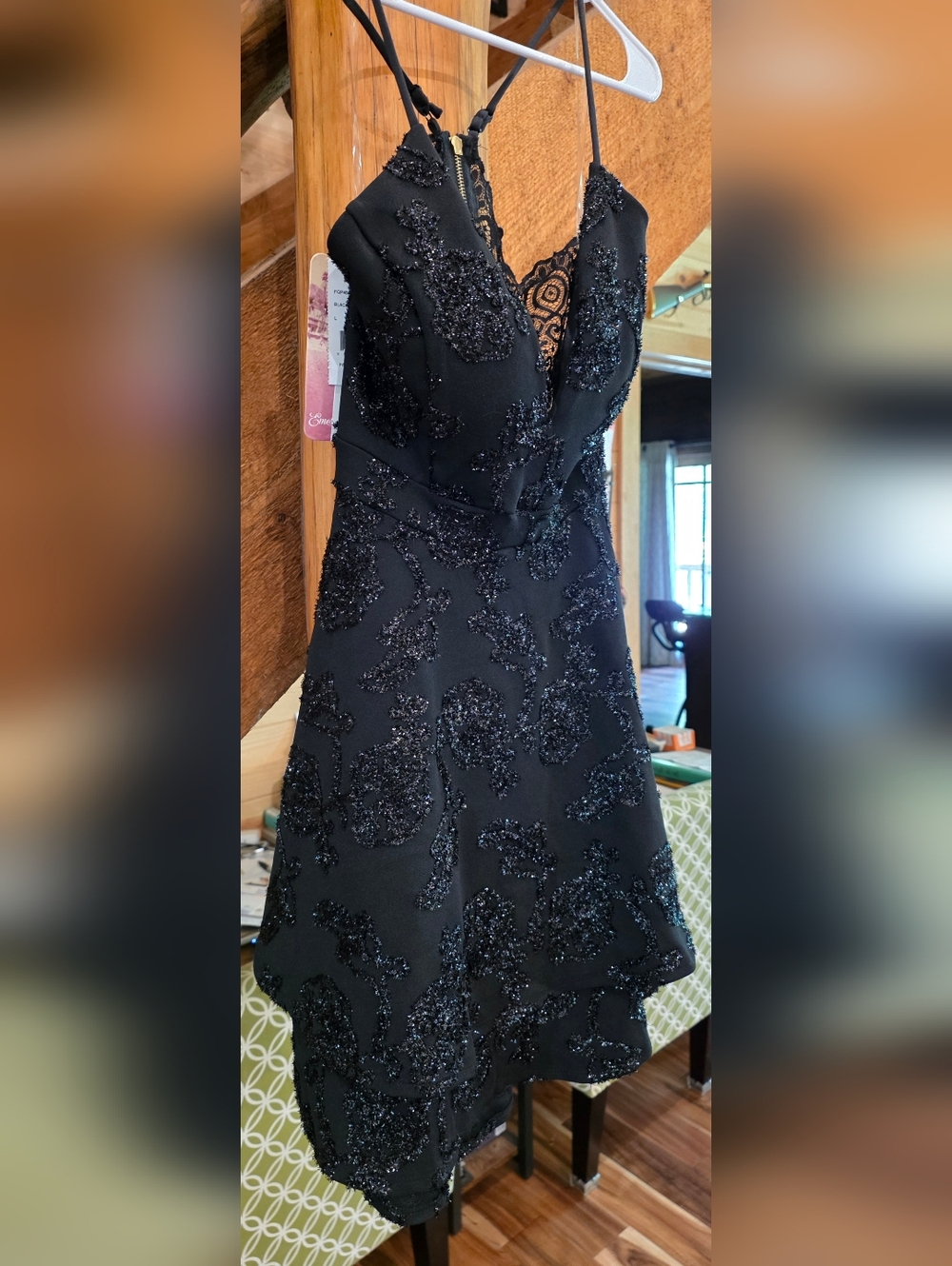 NEW! Black Beaded Lace-Back Party Dress - Picture 14 of 14